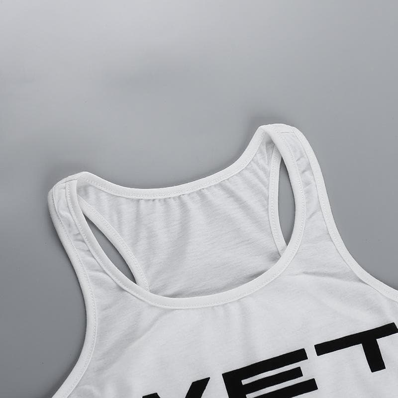 Sleeveless u neck “wet” print tank top  | Festival Outfits Women