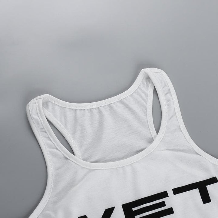 Sleeveless u neck “wet” print tank top  | Festival Outfits Women