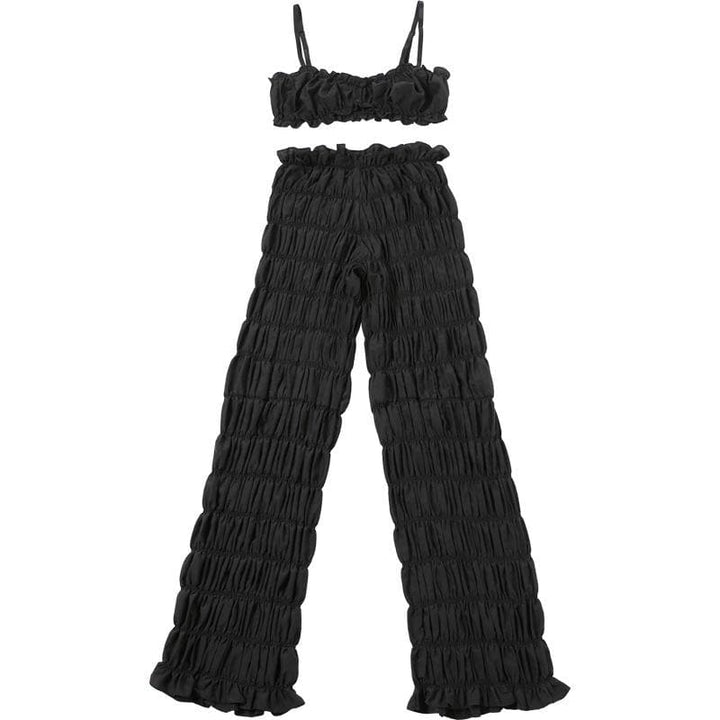 Smocked ruched low rise pant set-final-sale  | Festival Outfits Women