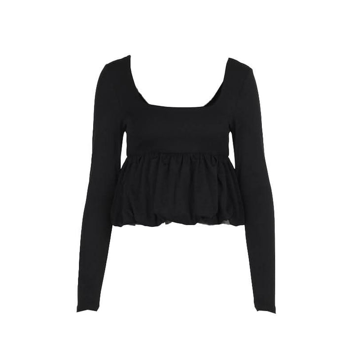 U neck long sleeve solid top  | Festival Outfits Women