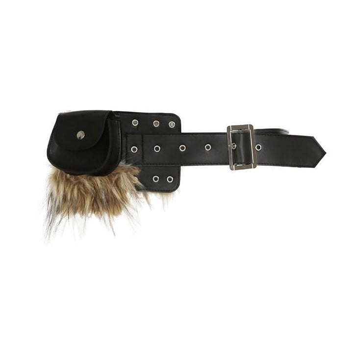 Fluffy PU leather adjustable buckle belt  | Festival Outfits Women