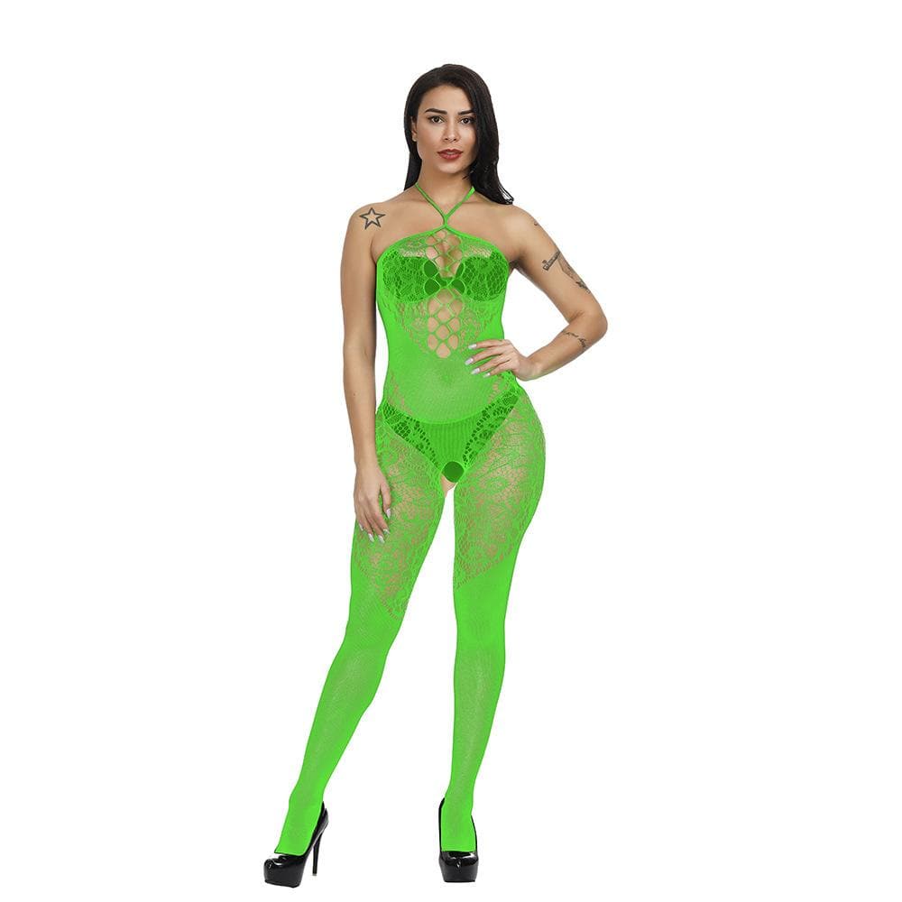 Halter patchwork lace backless bodystocking  | Festival Outfits Women