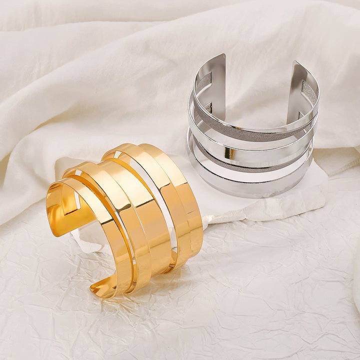 Layered open solid hollow out bracelet  | Festival Outfits Women