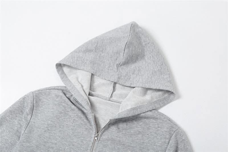 Hoodie long sleeve contrast patchwork zip-up crop top-final-sale  | Festival Outfits Women