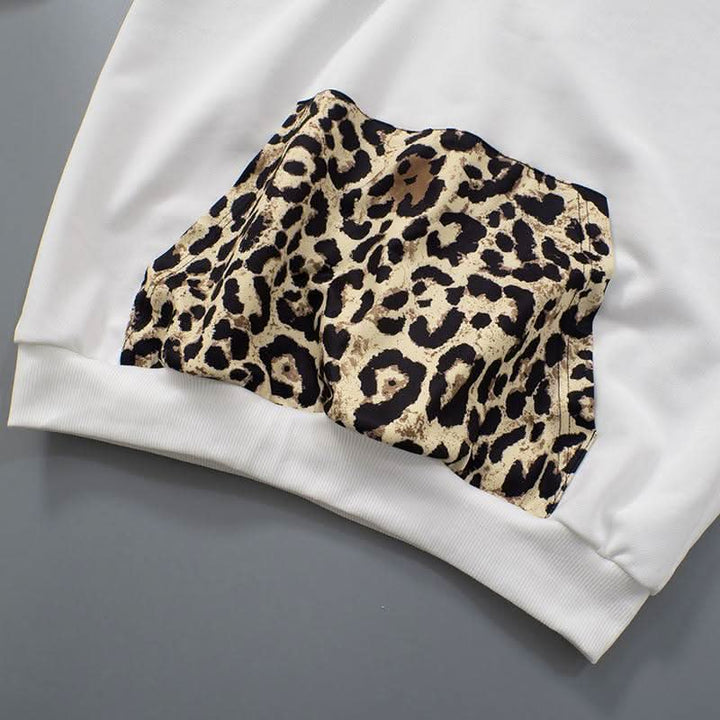 Hoodie long sleeve leopard print pocket top  | Festival Outfits Women  | Cheetah Print Top