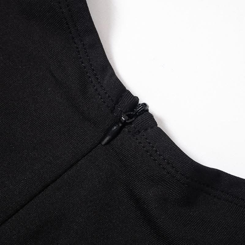 Hollow out irregular long sleeve high neck solid jumpsuit-final-sale  | Festival Outfits Women