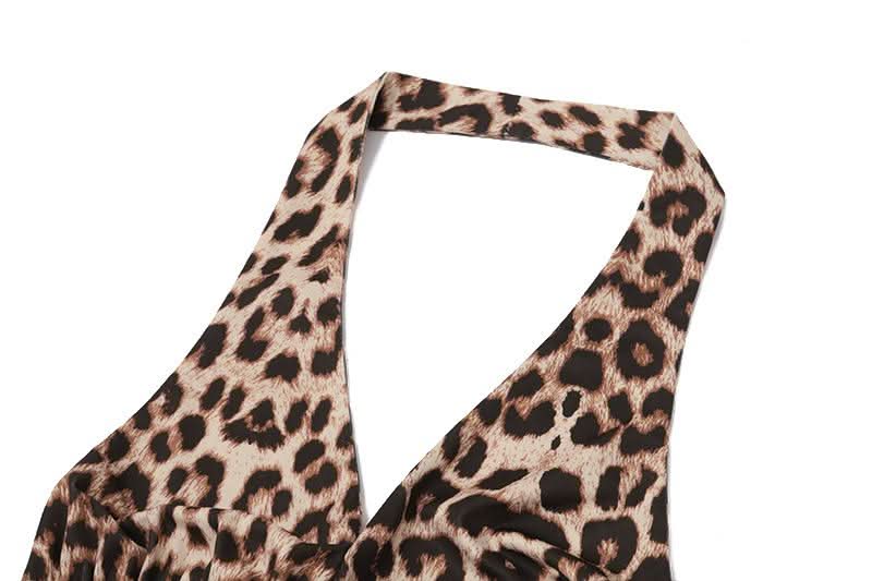 Leopard print halter self tie backless top  | Festival Outfits Women  | Cheetah Print Top