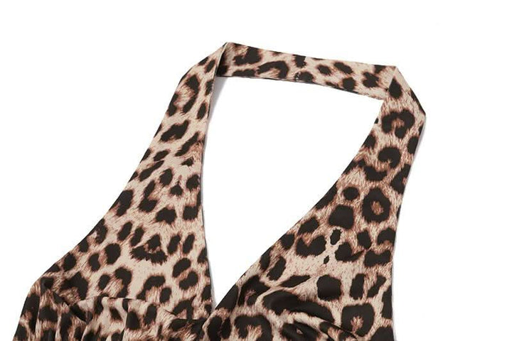 Leopard print halter self tie backless top  | Festival Outfits Women  | Cheetah Print Top