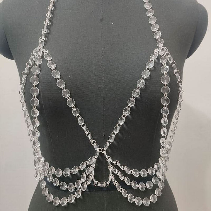 Halter tassels hollow out beaded crop cut out top  | Festival Outfits Women