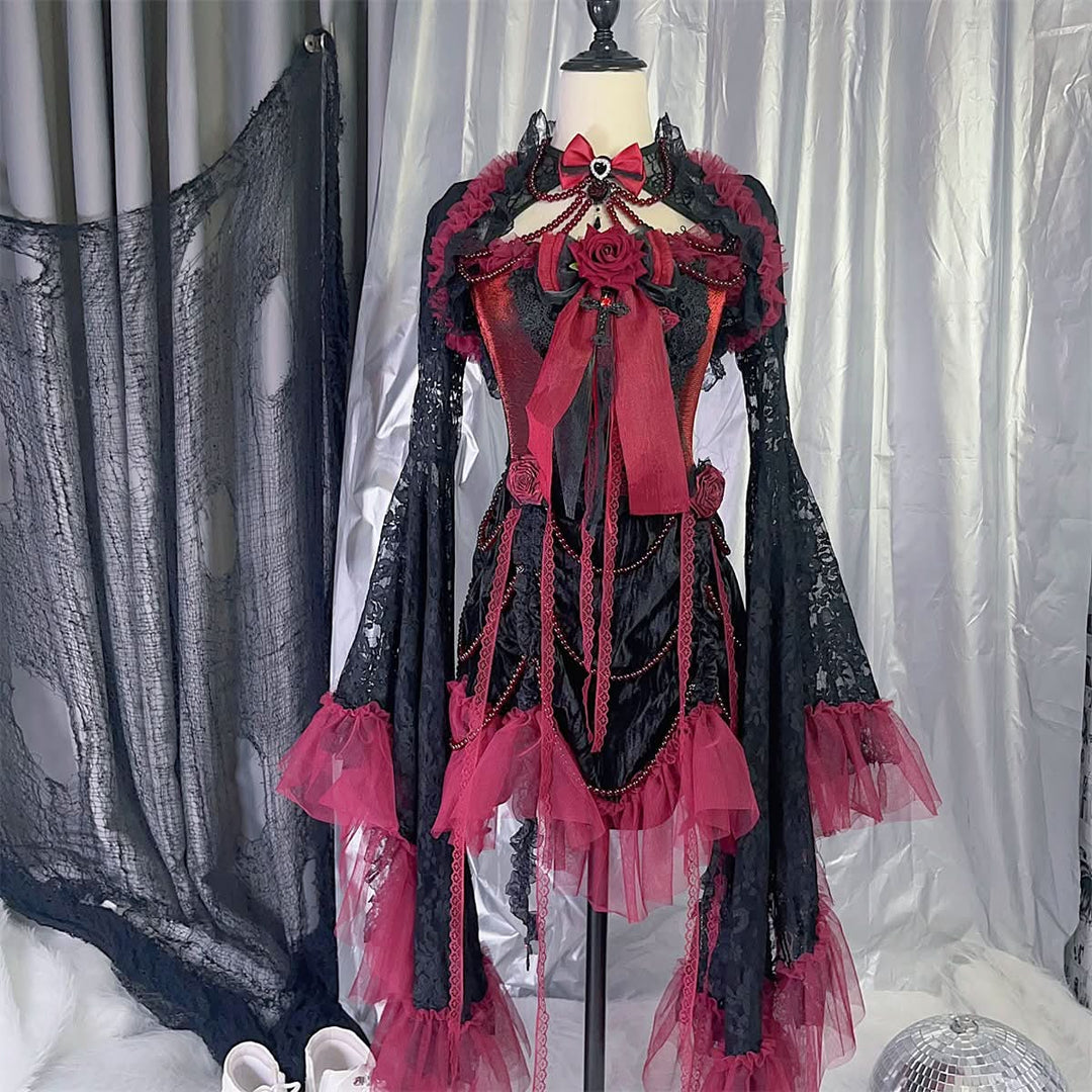 Bowknot ruffle mesh beaded shrug 2 piece cami mini dress  | Festival Outfits Women