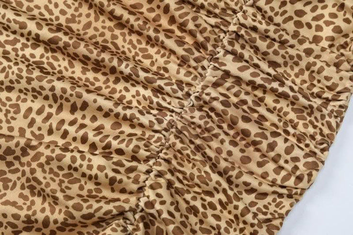 Halter cowl neck print high slit ruched maxi dress-final-sale  | Festival Outfits Women