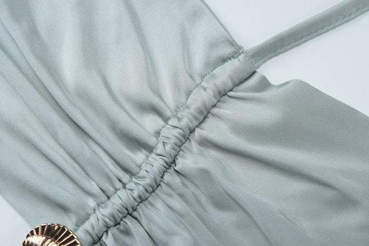 Saitin siket ɗin maxi mara baya na halter na ƙarfe | Kayan Biki na Mata