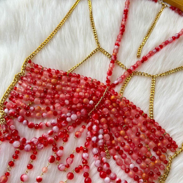 Halter beaded hollow out backless cut out top  | Festival Outfits Women