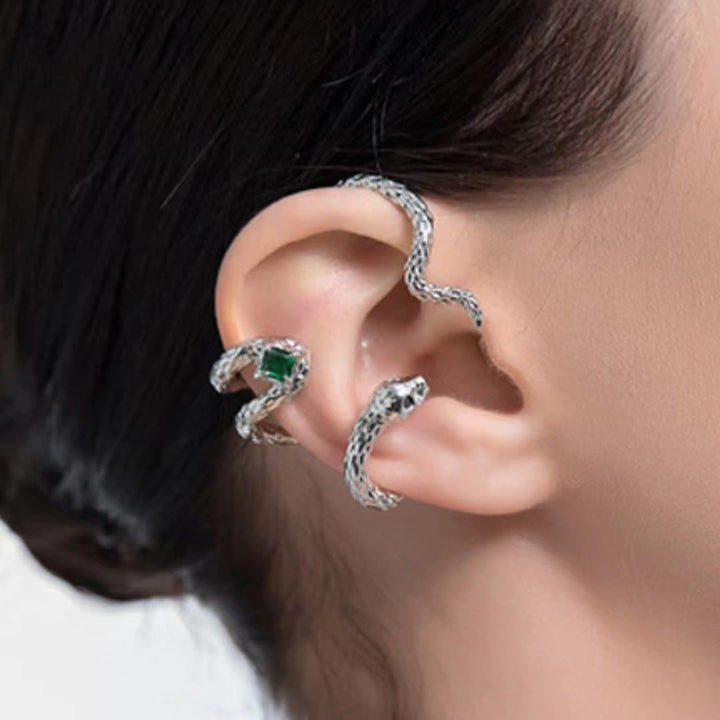 Green rhinestone snake shaped earring  | Festival Outfits Women