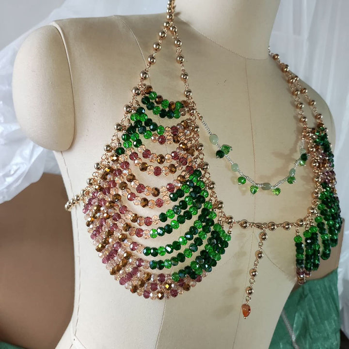 Halter beaded hollow out backless crop cut out top  | Festival Outfits Women