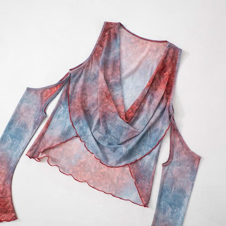 Cowl neck off shoulder ruffle top  | Festival Outfits Women