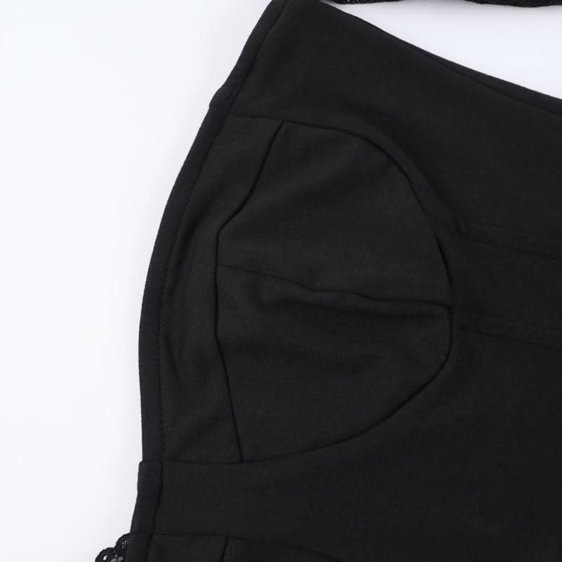 One shoulder long sleeve patchwork lace top  | Festival Outfits Women
