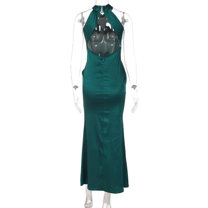 Cross front button zip-up solid maxi dress  | Festival Outfits Women