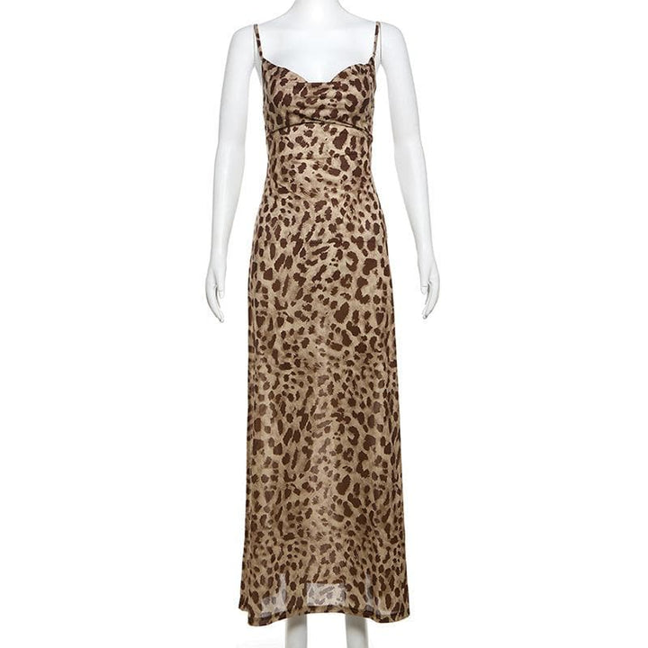 Leopard print cowl neck cami maxi dress  | Festival Outfits Women