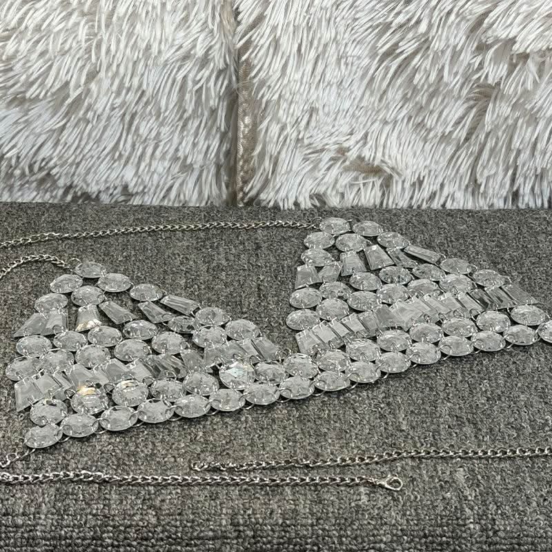 Halter metal chain beaded v neck top  | Festival Outfits Women