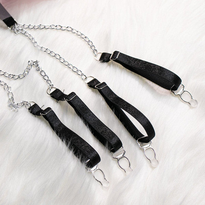 Embroidery metal chain mesh garter lingerie set  | Festival Outfits Women