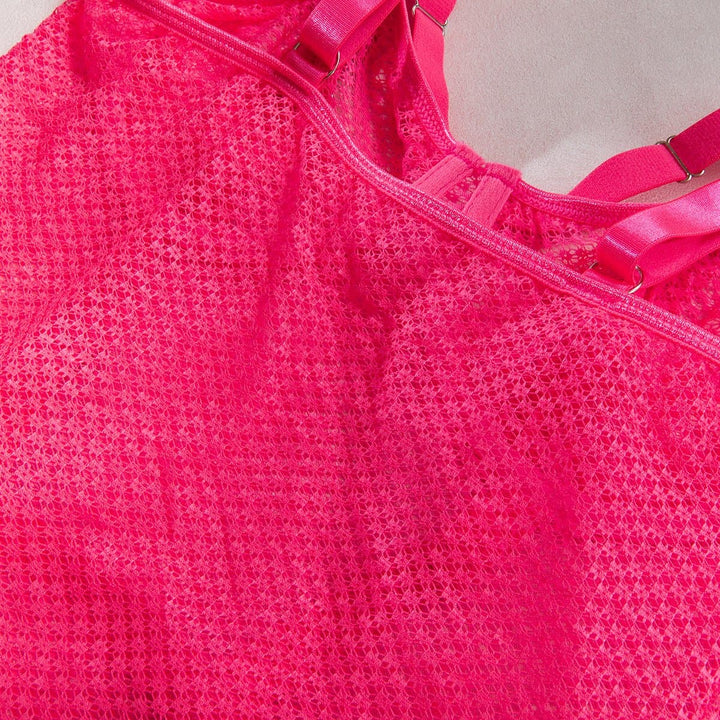 Halter strappy o ring fishnet bodysuit with choker  | Festival Outfits Women