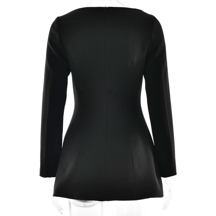 Long sleeve bowknot solid mini dress  | Festival Outfits Women