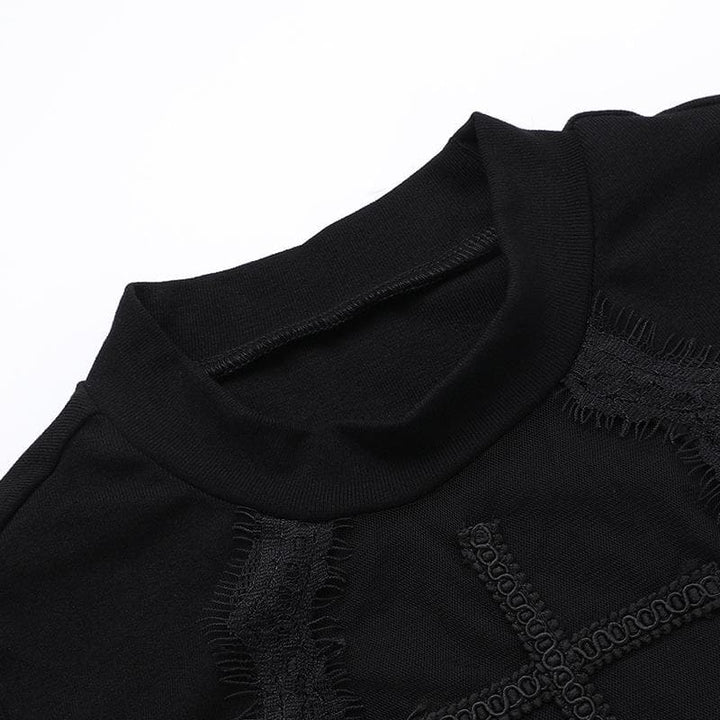 Sleeveless crewneck cross pattern solid top  | Festival Outfits Women
