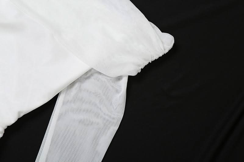 Long flared sleeve off shoulder mesh ruffle solid top  | Festival Outfits Women