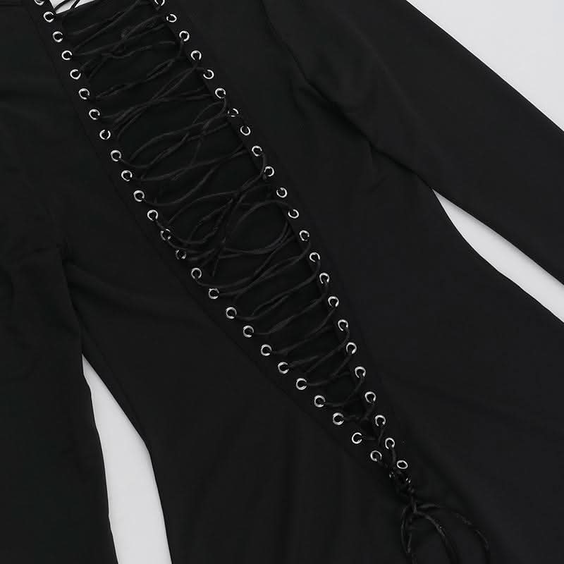 Long sleeve lace up mini dress  | Festival Outfits Women