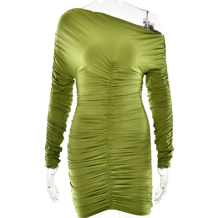 Off shoulder long sleeve ruched mini dress  | Festival Outfits Women