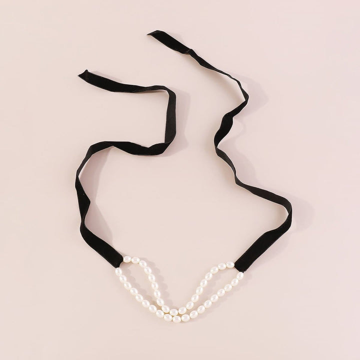 Faux pearl ribbon velvet layered choker necklace  | Festival Outfits Women