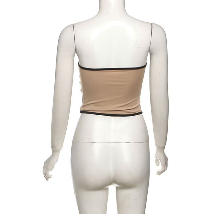 Sweetheart neck bustier backless contrast top  | Festival Outfits Women