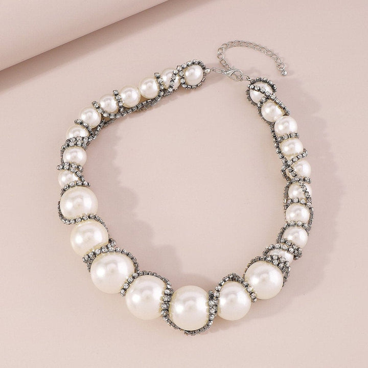 Faux pearl rhinestone beaded choker necklace  | Festival Outfits Women
