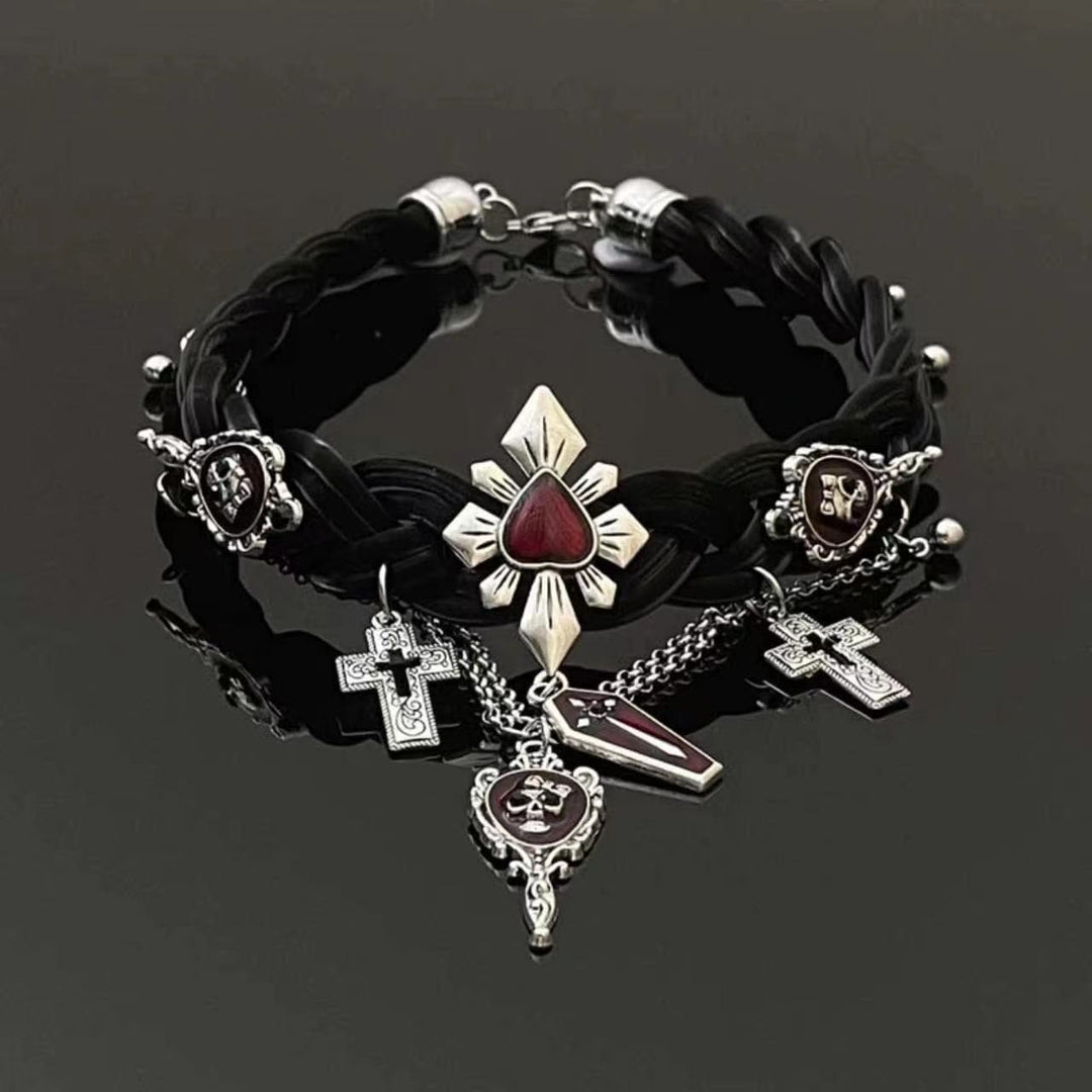 Cross pendant layered metal chain choker necklace  | Festival Outfits Women