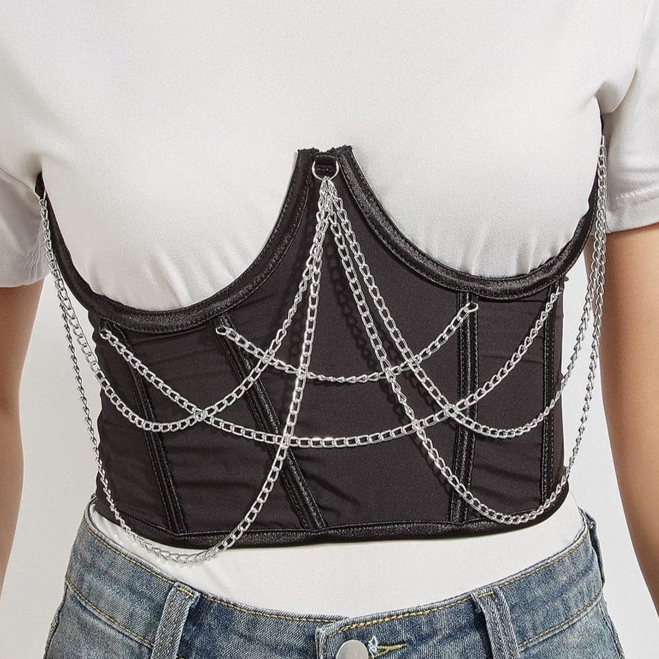 Metal chain lace up adjustable corset  | Festival Outfits Women