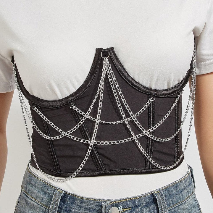Metal chain lace up adjustable corset  | Festival Outfits Women