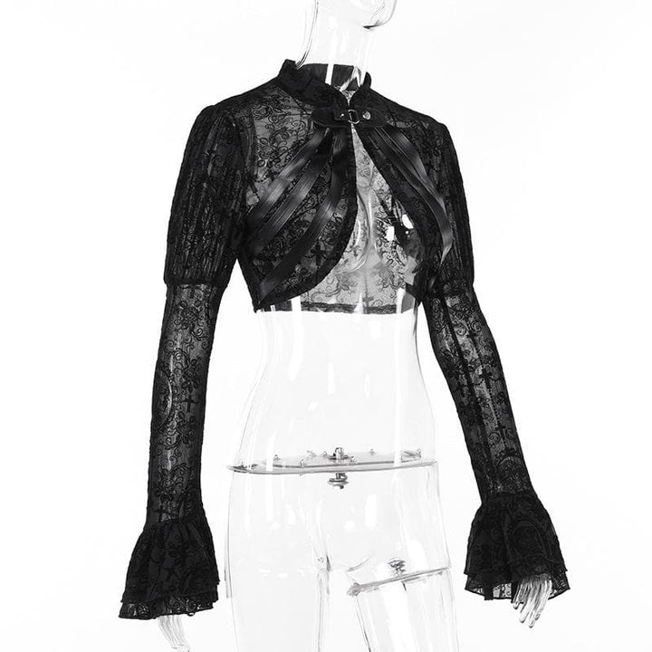 Long flared puff sleeve button shrug top  | Festival Outfits Women