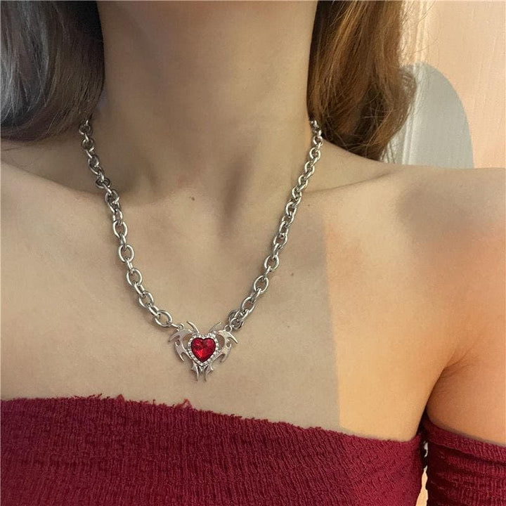 Heart decor metal chain necklace  | Festival Outfits Women