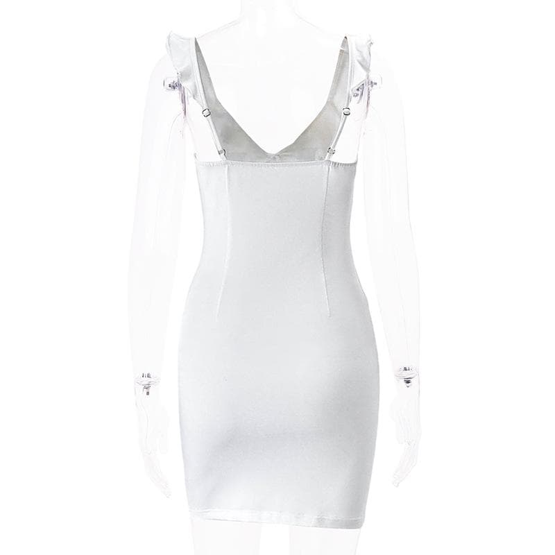 V neck slit knotted backless cami mini dress  | Festival Outfits Women