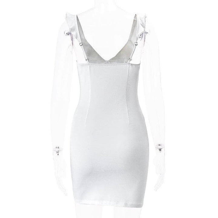 V neck slit knotted backless cami mini dress  | Festival Outfits Women