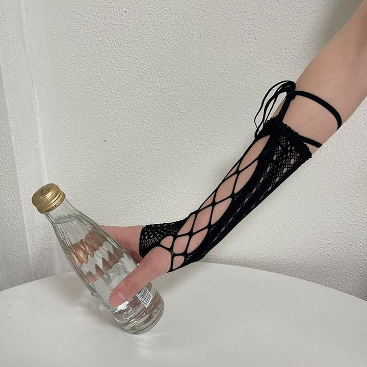 Hollow out solid self tie gloves  | Festival Outfits Women