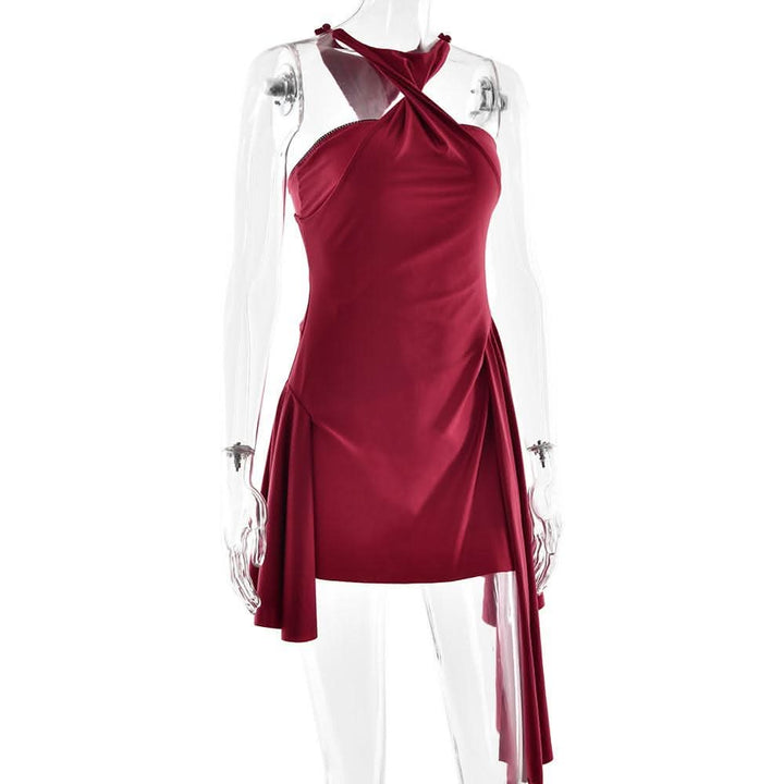 Halter ruched solid mini dress-final-sale  | Festival Outfits Women