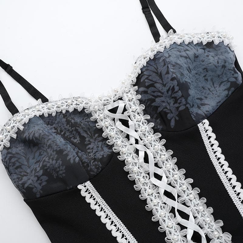 Riga mai laushi da aka yi da lace hem sweetheart, mai lace up print ruched cami mini dress | Kayan Biki na Mata