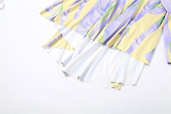 Body pattern u neck ruffle backless contrast cami maxi dress-final-sale  | Festival Outfits Women