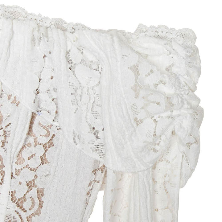 Long flared sleeve off shoulder lace mini dress  | Festival Outfits Women