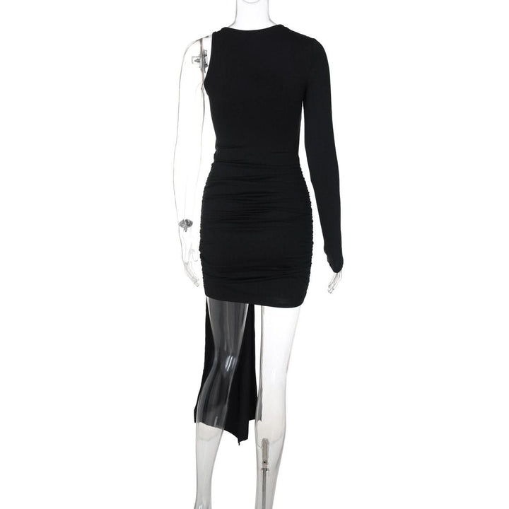 One shoulder long sleeve ruched mini dress  | Festival Outfits Women