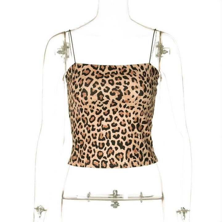 Spaghetti strap leopard print cami top  | Festival Outfits Women  | Cheetah Print Top