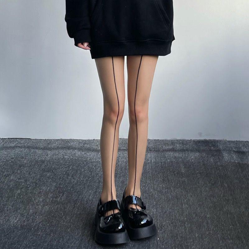 Vertical stripe sheer mesh tights  | Festival Outfits Women