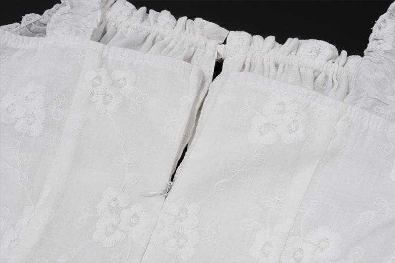 Rigar midi mai laushi da aka yi da zaren zane mai ruffle | Kayan Biki na Mata